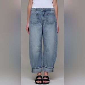 HIDDEN Los Angeles SAMMIE High Rise Cropped Barrel Jeans Light Wash Women Sz 29